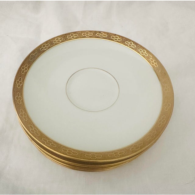 Limoges, France Vintage C. Ahrenfeldt Set of 6-24kt Gold Rim Saucers For Sale - Image 4 of 6