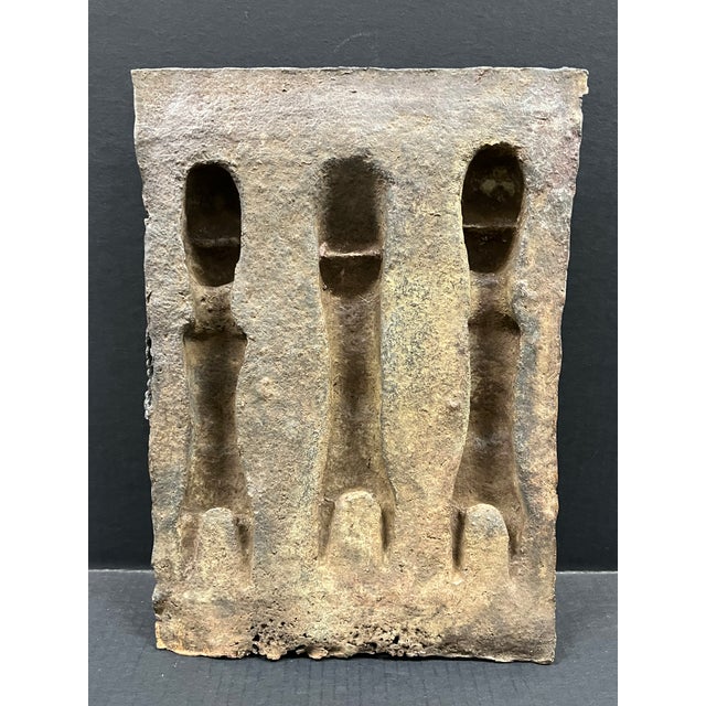 Vintage African Tribal Art Benin Bronze Wall Plaque Sculpture For Sale In New York - Image 6 of 10
