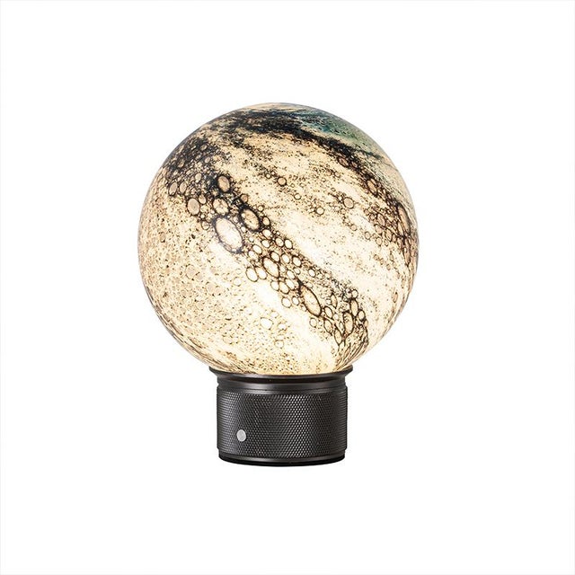 Aloadecor Cosmic Blue Hand-Blown Art Glass Globe Table Lamp Cordless Rechargeable Decorative Bedside Lamp With Dimmable Led For Sale - Image 11 of 11