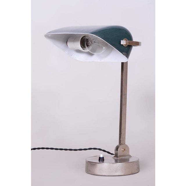 Bauhaus Bauhaus Table Lamp in Nickel, Steel, and Glass, Czech, 1930s For Sale - Image 3 of 8