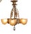 Exceptional Art Deco hanging chandelier, having a decorative metal frame, with five original "slip" shades. Made by the...