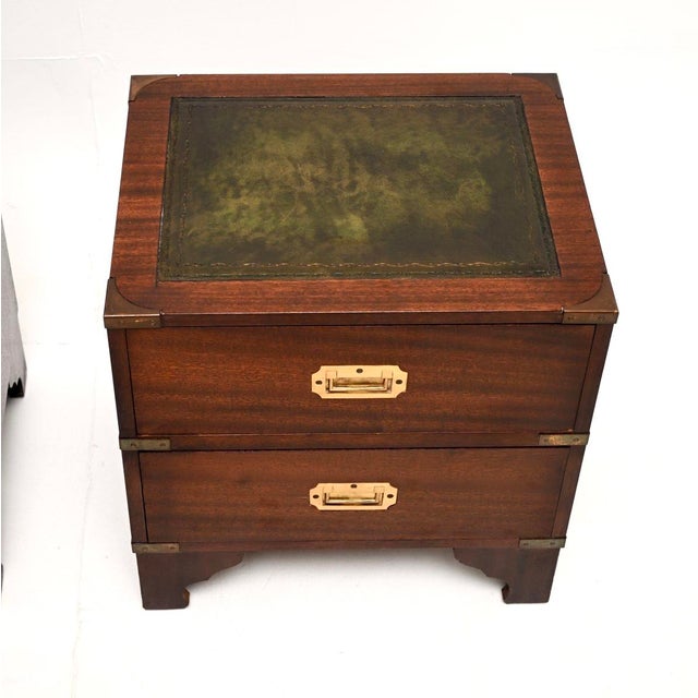 Brown Antique Military Campaign Style Bedside Chests, 1950, Set of 2 For Sale - Image 8 of 11