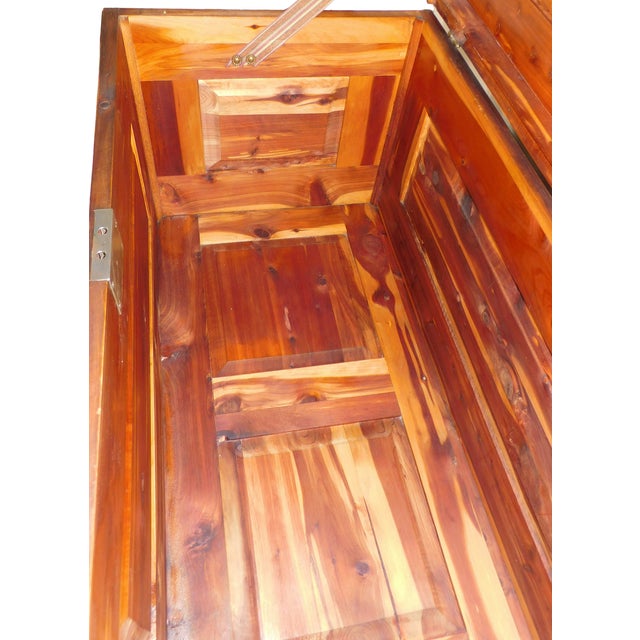 Vintage Rustic Country Farmhouse Cedar Lined Trunk With Caster Wheels For Sale - Image 12 of 13