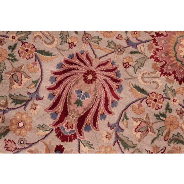 1990's Floral Pak-Persian Taupe/Red Wool Rug - 7'9'' X 10'7'' For Sale - Image 4 of 9