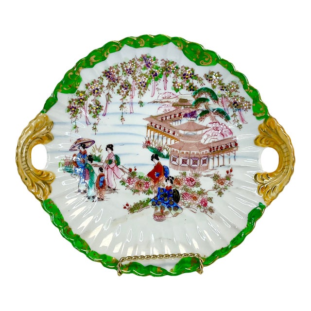 Mid-Century Chinoiserie Hand Painted Japaneses Geisha Girls Bowl For Sale
