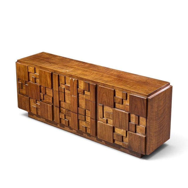 Wood Lane Staccato Brutalist Mid Century Walnut Lowboy Dresser For Sale - Image 7 of 8