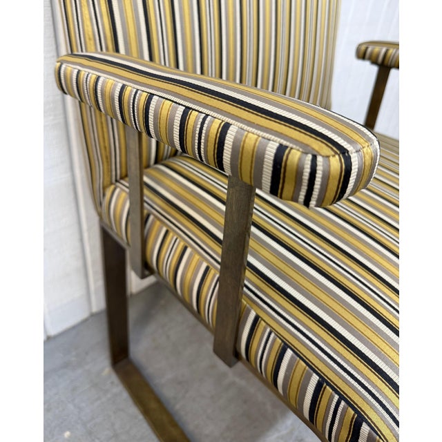 Vintage Mastercraft Upholstered Brass Arm Chairs - Set of 2 For Sale - Image 9 of 10
