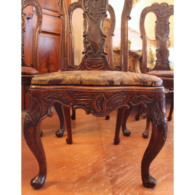 Set of Six Dining Chairs With Leather Seats, Portuguese or Spanish Rococo, 18th Century For Sale - Image 12 of 18
