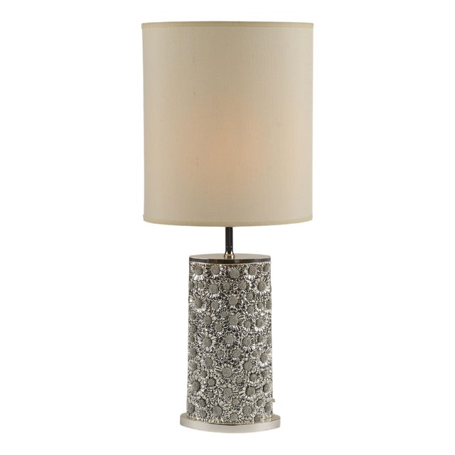 Vintage Lamp in Laminated Silver Metal by Stilarte For Sale