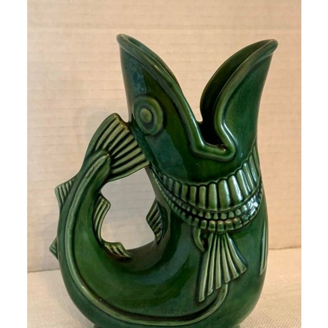 Emerald Mid 20th Century Shreve, Crump & Low Gurgling Cod Pitcher Green Glazed Ceramic For Sale - Image 8 of 11