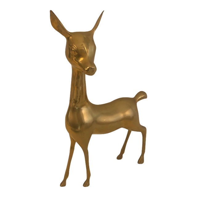 Brass Doe Sculpture, French, Circa 1970 For Sale