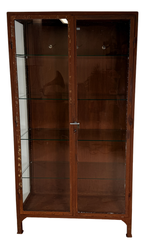 Vintage Mancave Doctors Display Case with Rust Treatment, 1966