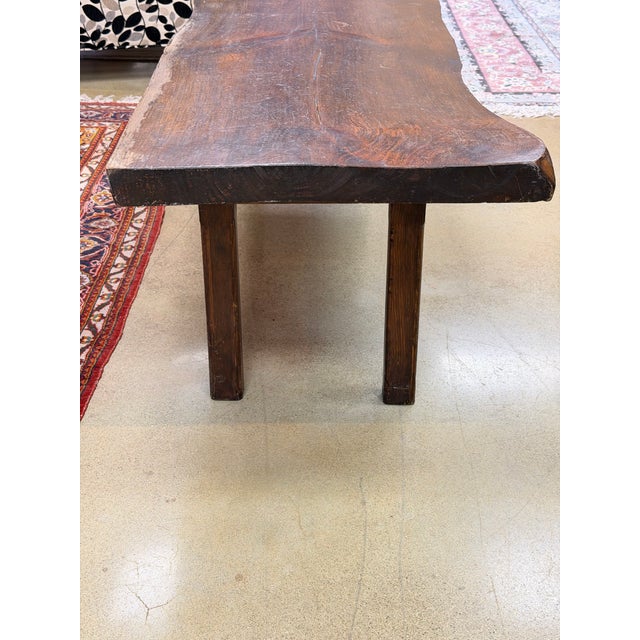 Brown Vintage Rustic Solid Wood Live Edge Slab Coffee Table in Rich Brown For Sale - Image 8 of 8