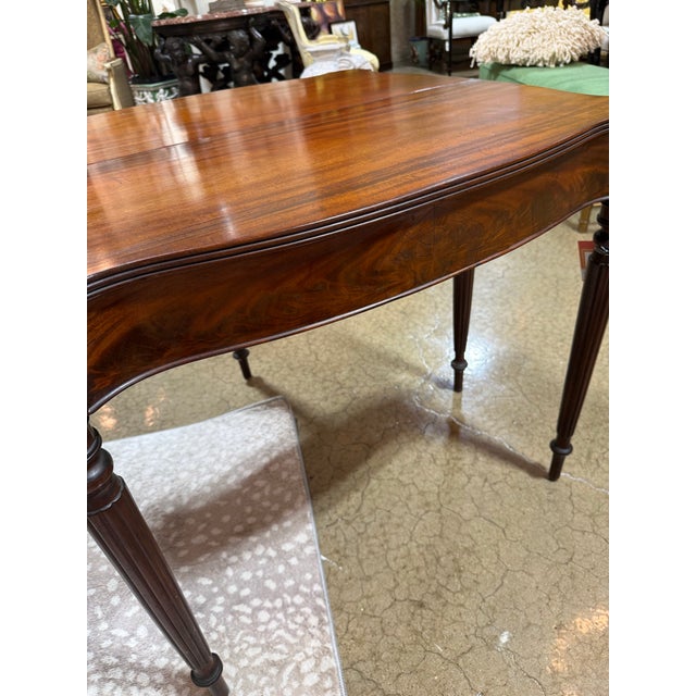 Early 19th Century Antique Sheraton Style Serpentine Front Mahogany Antique Game Table For Sale In Raleigh - Image 6 of 12