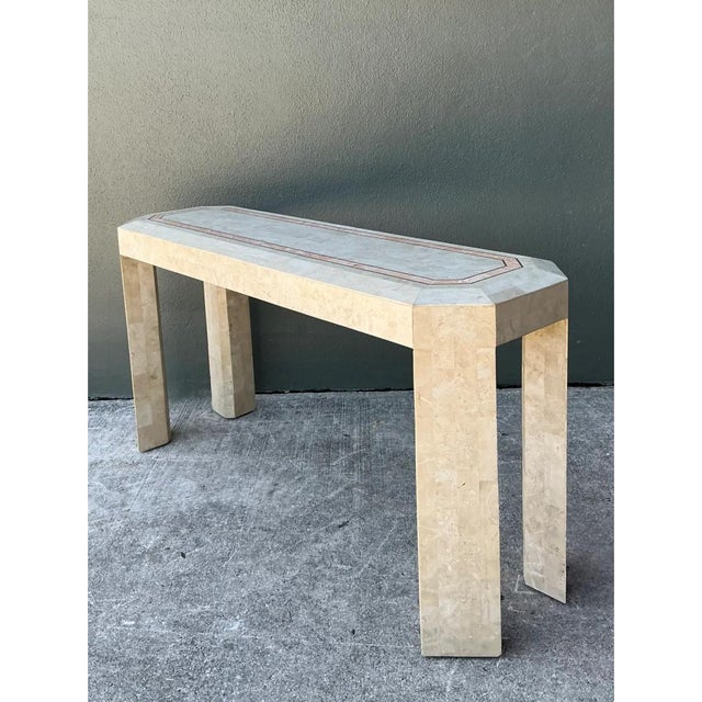 Wood Vintage Tessellated Stone Console Table For Sale - Image 7 of 12