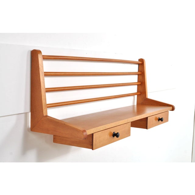 Brown Mid-Century Wall Rack in Beech, 1950s For Sale - Image 8 of 8