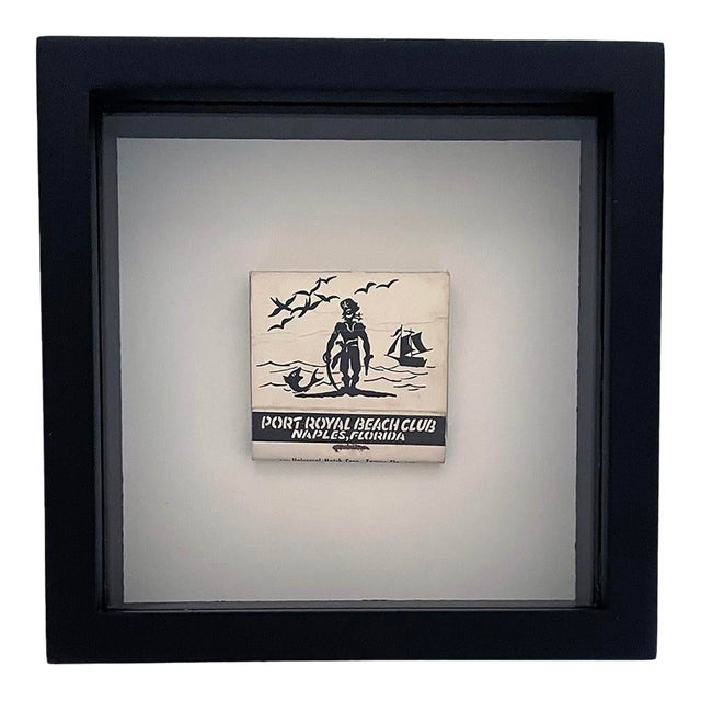 Mid 20th Century Port Royal Beach Club Naples Fl Framed Vintage Matchbook For Sale
