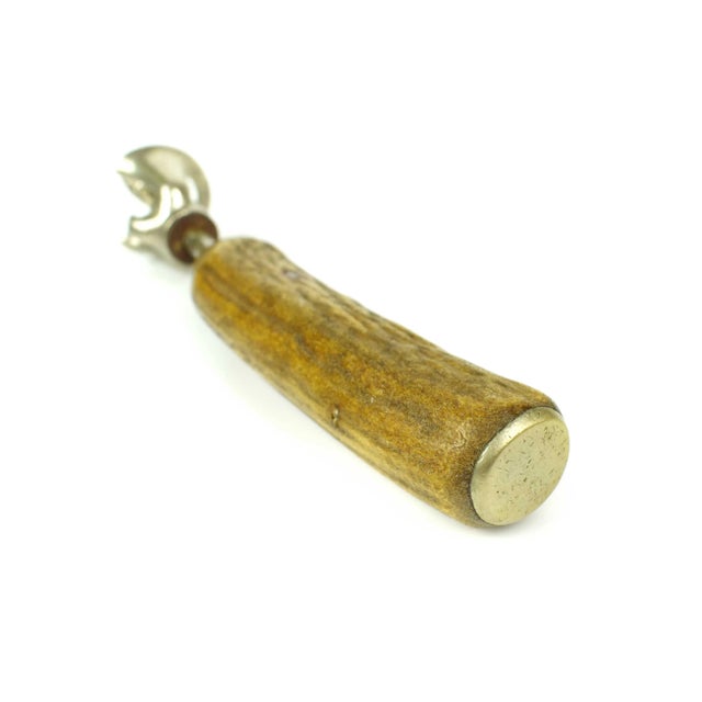 Cabin Vintage Corkscrew Wine Bottle Opener With Natural Antler Handle For Sale - Image 3 of 6