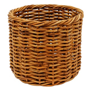 Mid-Century Modern Rattan Basket, Italy, 1960s For Sale