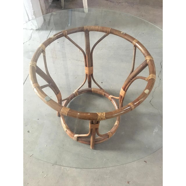Wood Mid-Century Modern Italian Bamboo Table with Glass Top, 1970s For Sale - Image 7 of 11