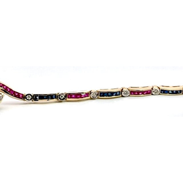 Vintage Yellow Gold Snake Bracelet With Emeralds, Rubies, and Diamonds For Sale - Image 11 of 13
