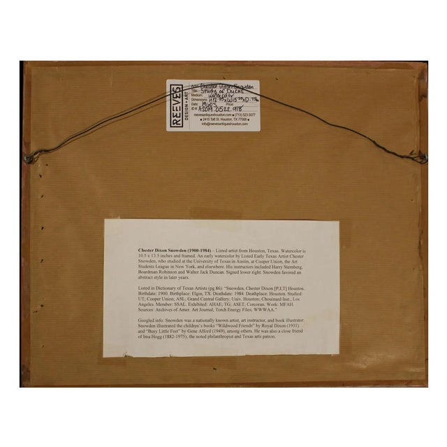 Chester Dixon Snowden 1 Study of Ducks Watercolor Painting 1960's For Sale In Houston - Image 6 of 7