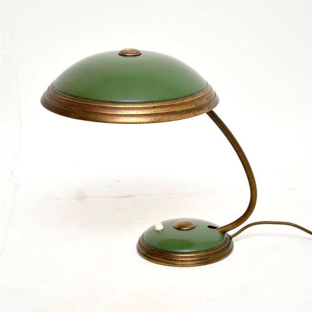 Vintage Bauhaus Enamel and Brass Desk Lamp attributed to Helo Leuchten, 1950s For Sale - Image 4 of 8