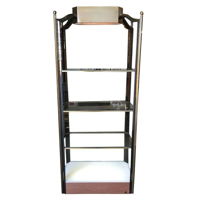 1970s Bronze Glass Light Up Shelf Etagere W/ Smoked Acrylic Accents For Sale - Image 4 of 9