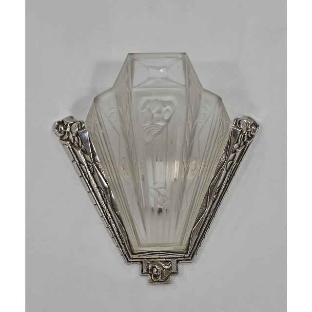 Metal A Pair of French Art Deco Wall Sconces by Paul Gilles 1930 France For Sale - Image 7 of 11