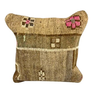 20 x 20 Rug Pillow Emerald Haven Turkish Pillow Cushion Cover For Sale