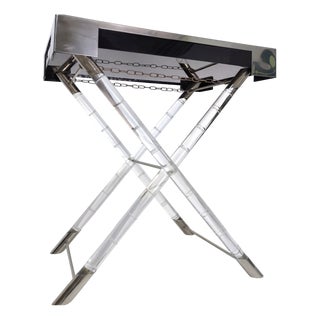 Tray Table in Acrylic Glass, Faux Bamboo, and Chrome in the style of Maison Jansen, 1970s For Sale