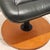 Vintage MCM Black Faux Leather Round Wood Base Footstool For Sale - Image 4 of 9