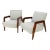 New Linen Upholstery Heavy Solid Maple Frames American Lounge Chairs - A Pair For Sale