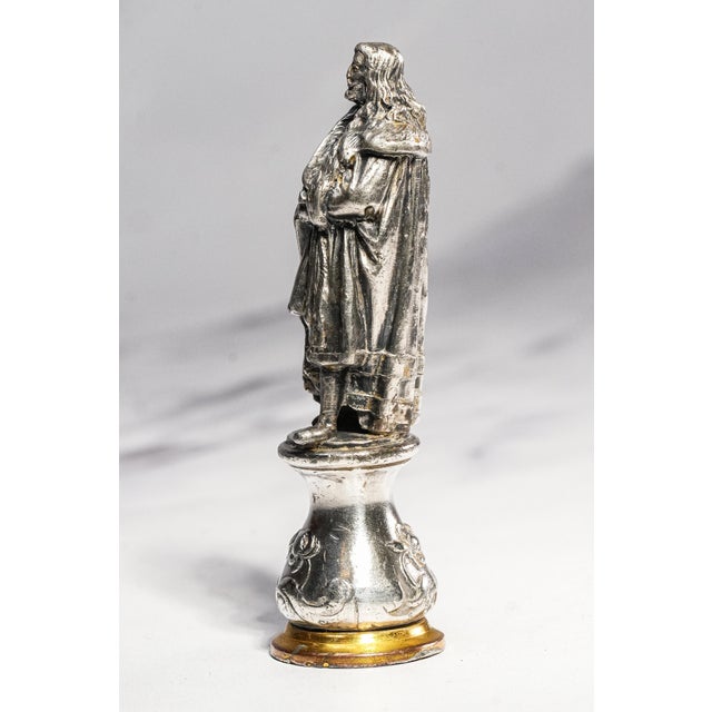 Neat Antique Art Nouveau Silver Gilt Bronze Albrecht Dürer Statue Miniature Desk Wax Seal For Sale - Image 14 of 15