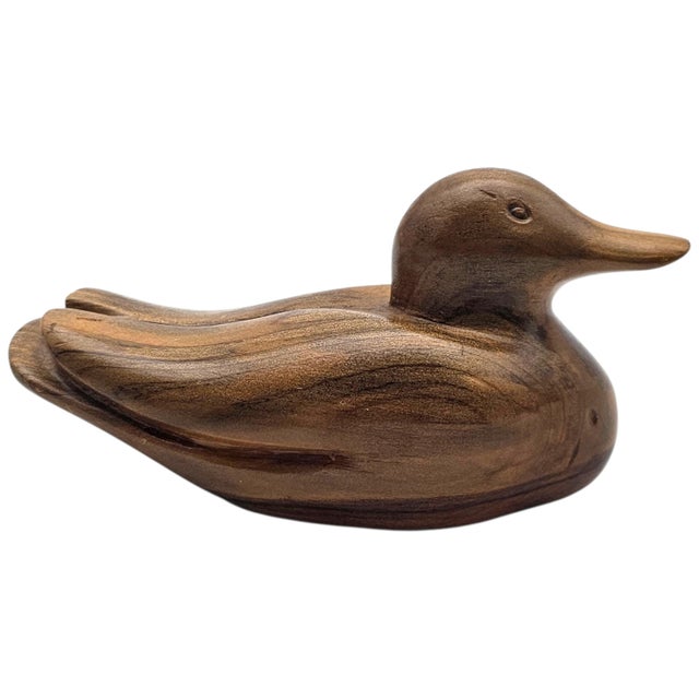 Roy A. Parfait Hand-Carved Duck Sculpture Signed Folk Art Wood Carving For Sale - Image 4 of 12