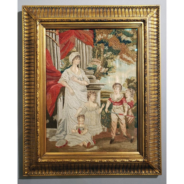 Regency Silk and Wool Needlework Portrait of Lady Anne Lambton and Family After John Hoppner Circa 1800–1820 For Sale - Image 10 of 10