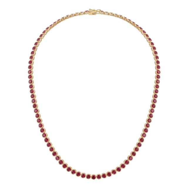 18k Gold Necklace With 34.83ct Ruby, Elegant Design, New Creation For Sale