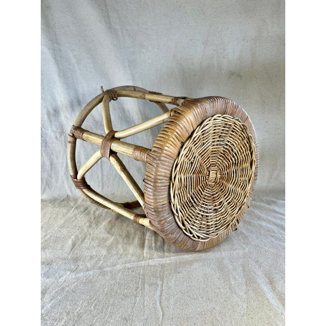 Mid 20th Century Mid-Century Wicker, Split-Cane and Rattan Side Table ...