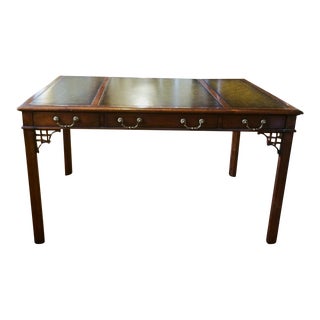 Mahogany Writing Desk With Leather Insert Top For Sale