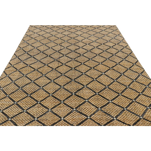 2010s Rug & Kilim’s Moroccan Style Rug in Black With Gold Diamond Patterns For Sale - Image 5 of 7