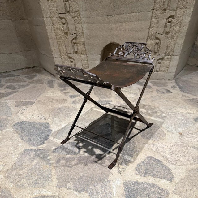1920s 1920s Neoclassical Antique Cast Iron Vanity Bench Stool by Oscar Bach For Sale - Image 5 of 10