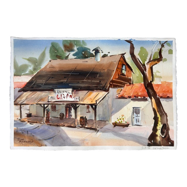 Vintage Old Town San Diego Watercolor Painting Southwest Style For Sale