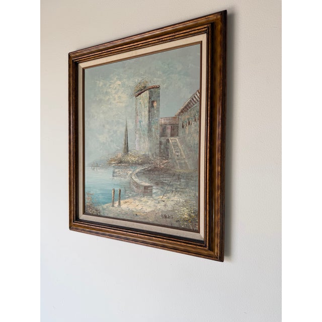 Rustic European Vintage Caroline Burnett Impressionist European Coastal Landscape Oil on Canvas Painting, Framed For Sale - Image 3 of 11
