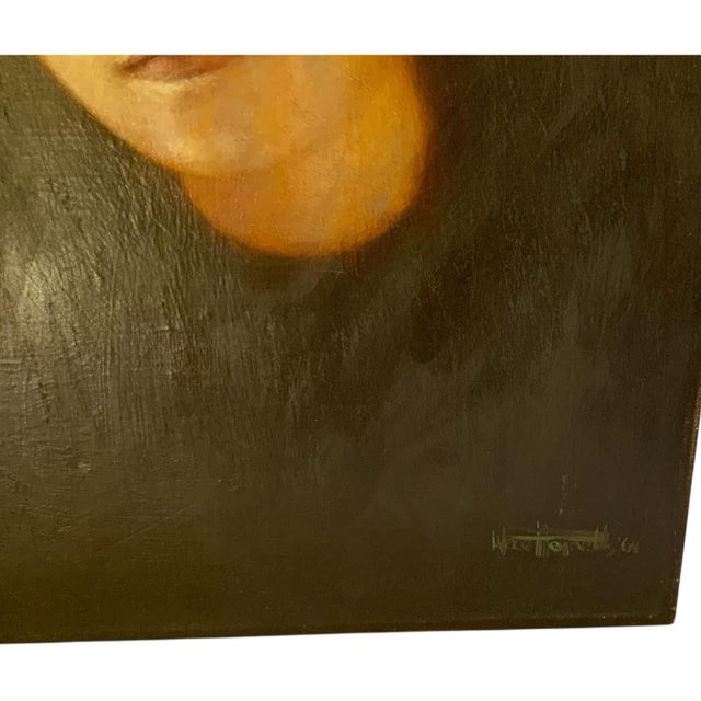Wade Reynolds (1929–2011) Portrait of a Young Woman, 1964 Oil on Canvas For Sale In Palm Springs - Image 6 of 7
