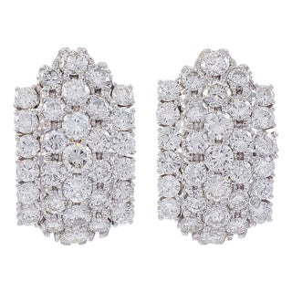 1960s 12 Carat Diamond Cocktail Stud Earrings in 14 Karat White Gold For Sale