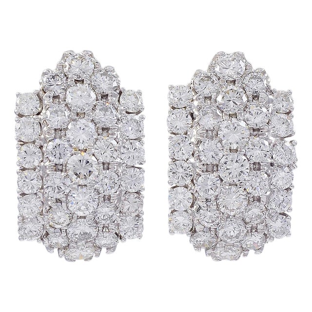 1960s 12 Carat Diamond Cocktail Stud Earrings in 14 Karat White Gold For Sale
