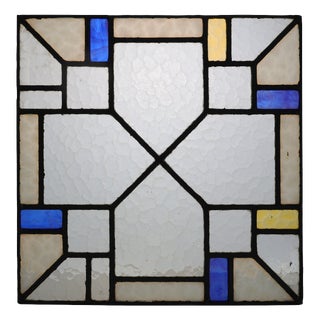 Art Deco Leaded Glass Panel with Geometric Cross Motif, Belgium, 1920 For Sale