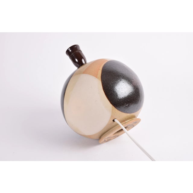 Textile Danish Modern Ball Shaped Ceramic Table Lamp with Circle Decor by Heerwagen, 1970s For Sale - Image 7 of 12