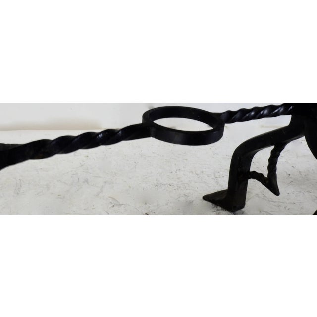 1920s Marble-Top Banker's Table With Wrought Iron Base by Samuel Yellin For Sale - Image 5 of 11