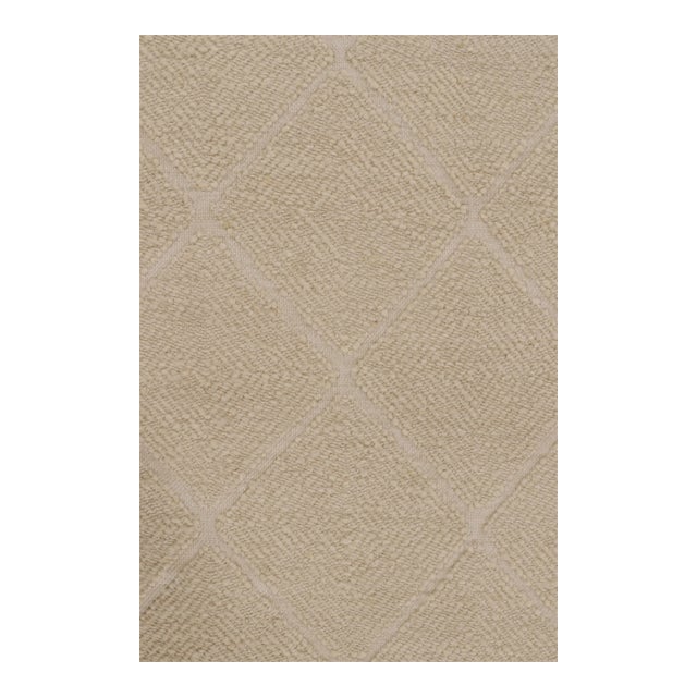 Contemporary Scandinavian Style Wool Rug in Beige by Rug & Kilim, India For Sale